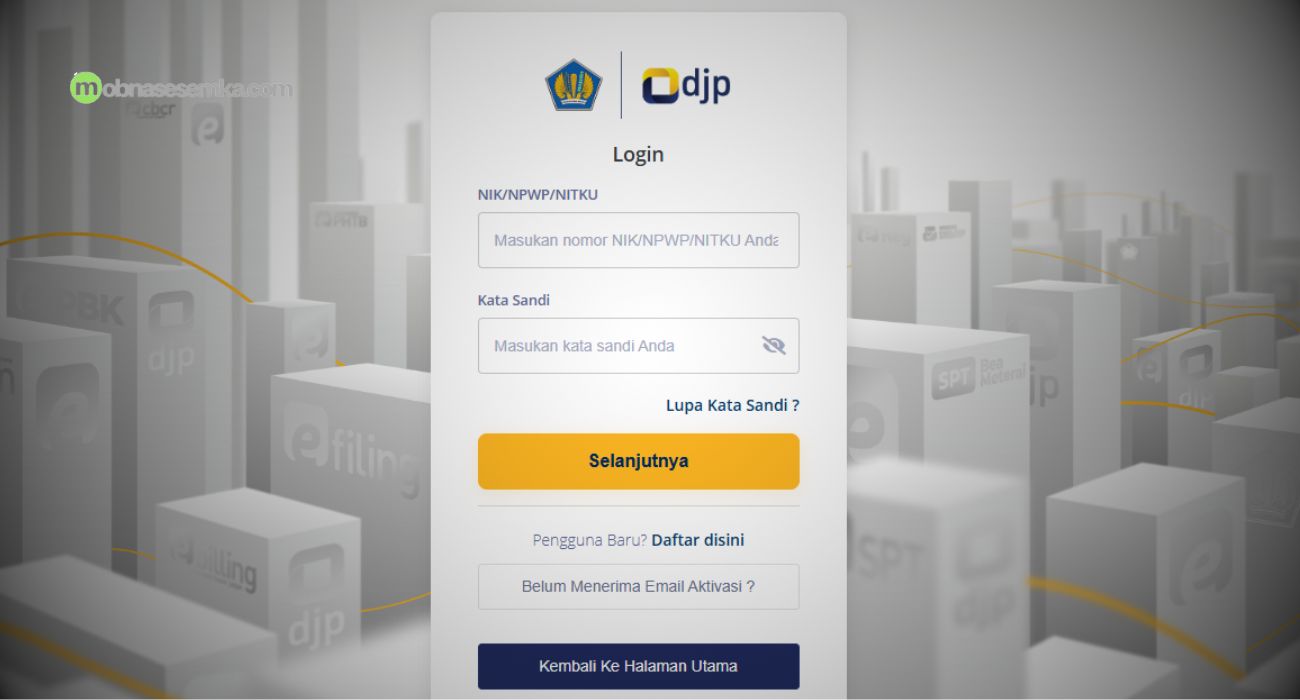 Gambar Login DJP Online Coretax